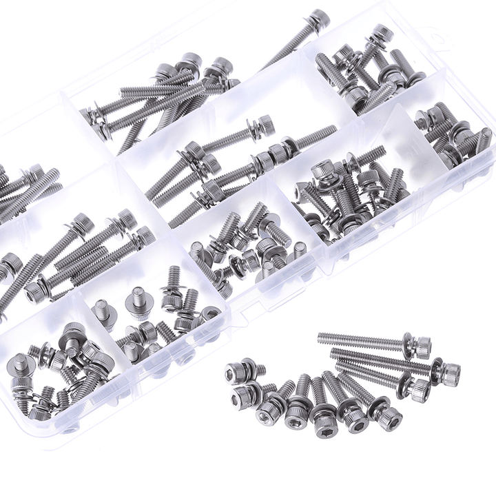 88Pcs M5 Hex Socket Knurled Cap Head Screw 304 Stainless Steel Bolt Assortment Set - MRSLM