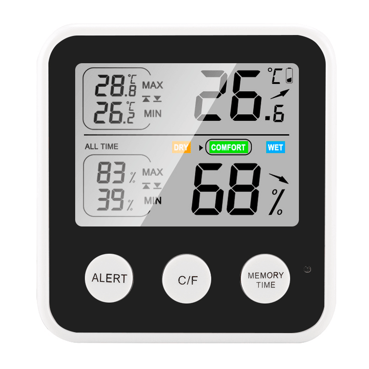 Indoor Temprtature Humidity Meter Real-Time Monitor HD LCD Display Environmentally Friendly ABS Shell 45° Support Frame Thermometer Hygrometer - MRSLM