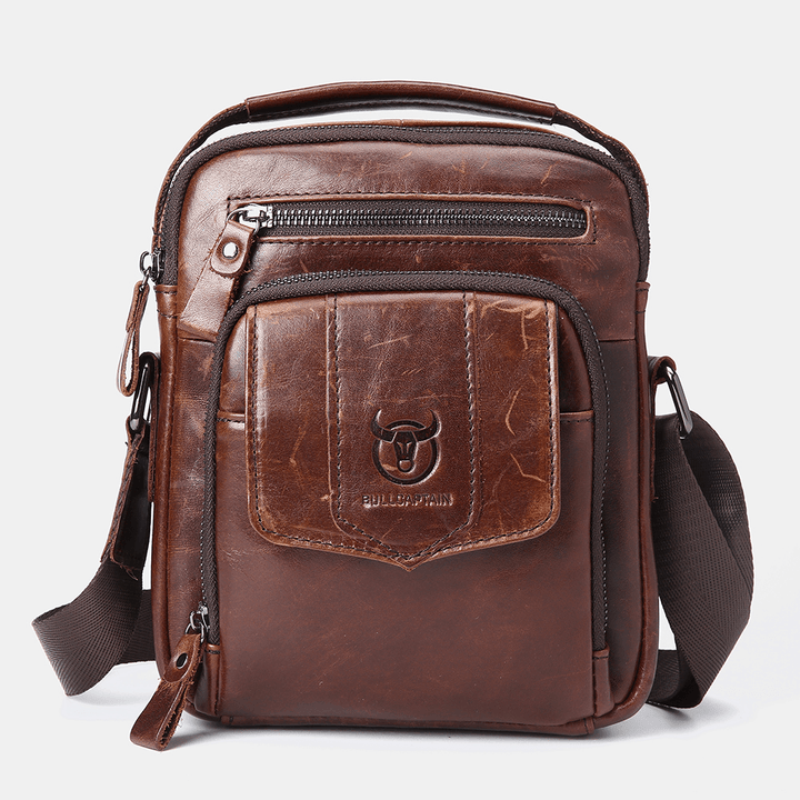 Bullcaptain Men Casual Genuine Leather Shoulder Bag Crossbody Bag for Outdoor - MRSLM