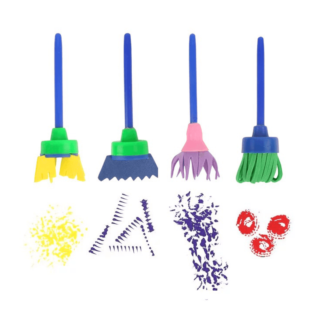 56Pcs DIY Child Painting Tool Kit Roller Mold Sponge Educational Drawing Toys Gift - MRSLM