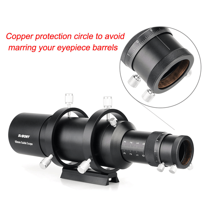 SVBONY 60Mm Multi-Use Guide Scope with Helical Focuser F4 Focal Ratio for CCD Astronomy Camera - MRSLM