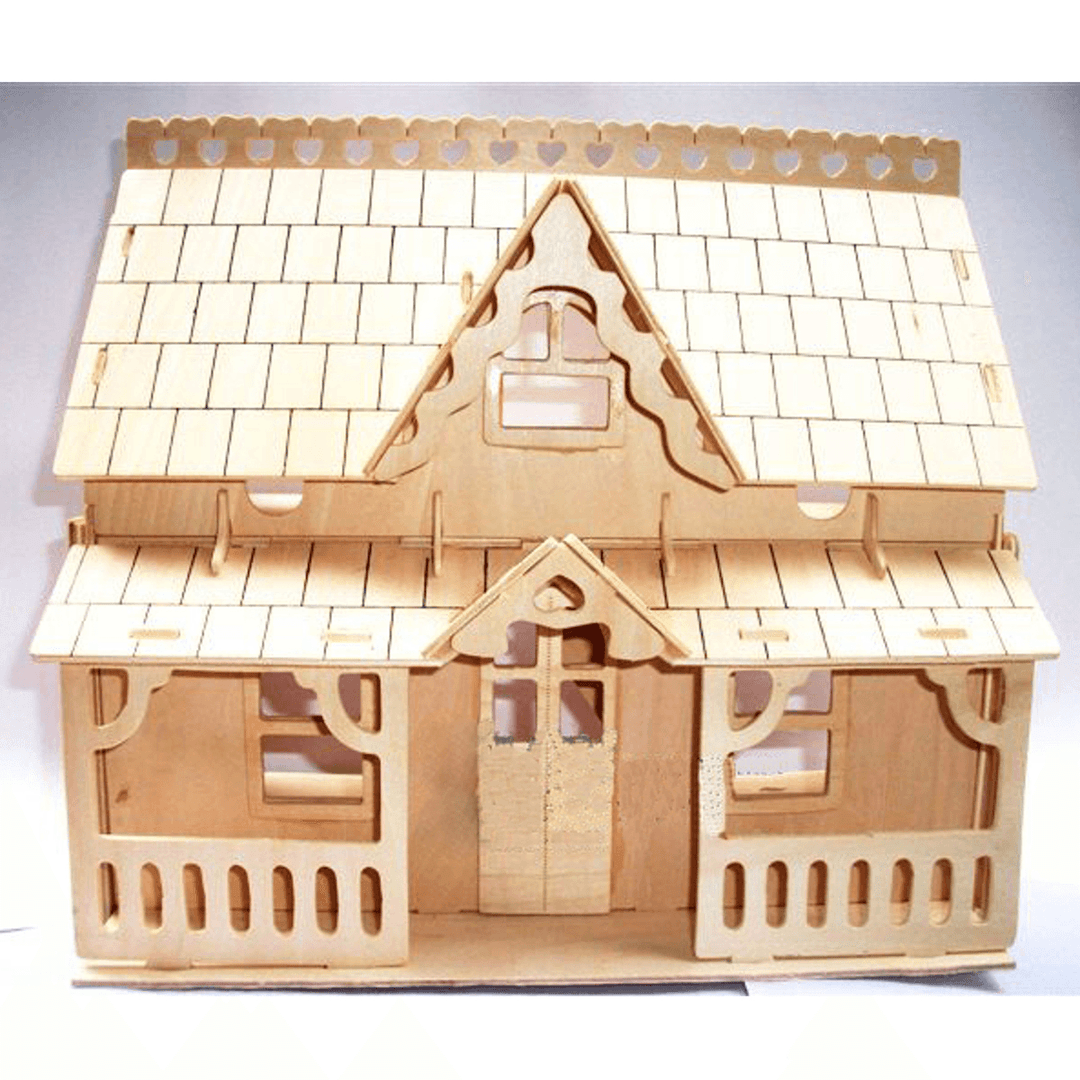 DIY Wooden Blocks Assembly Doll House Model Toys for Kids Gift - MRSLM