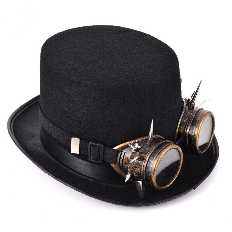 Steampunk Rivet Glasses Top Hat Goth Punk Magic Hat Retro Clothing Accessories - MRSLM