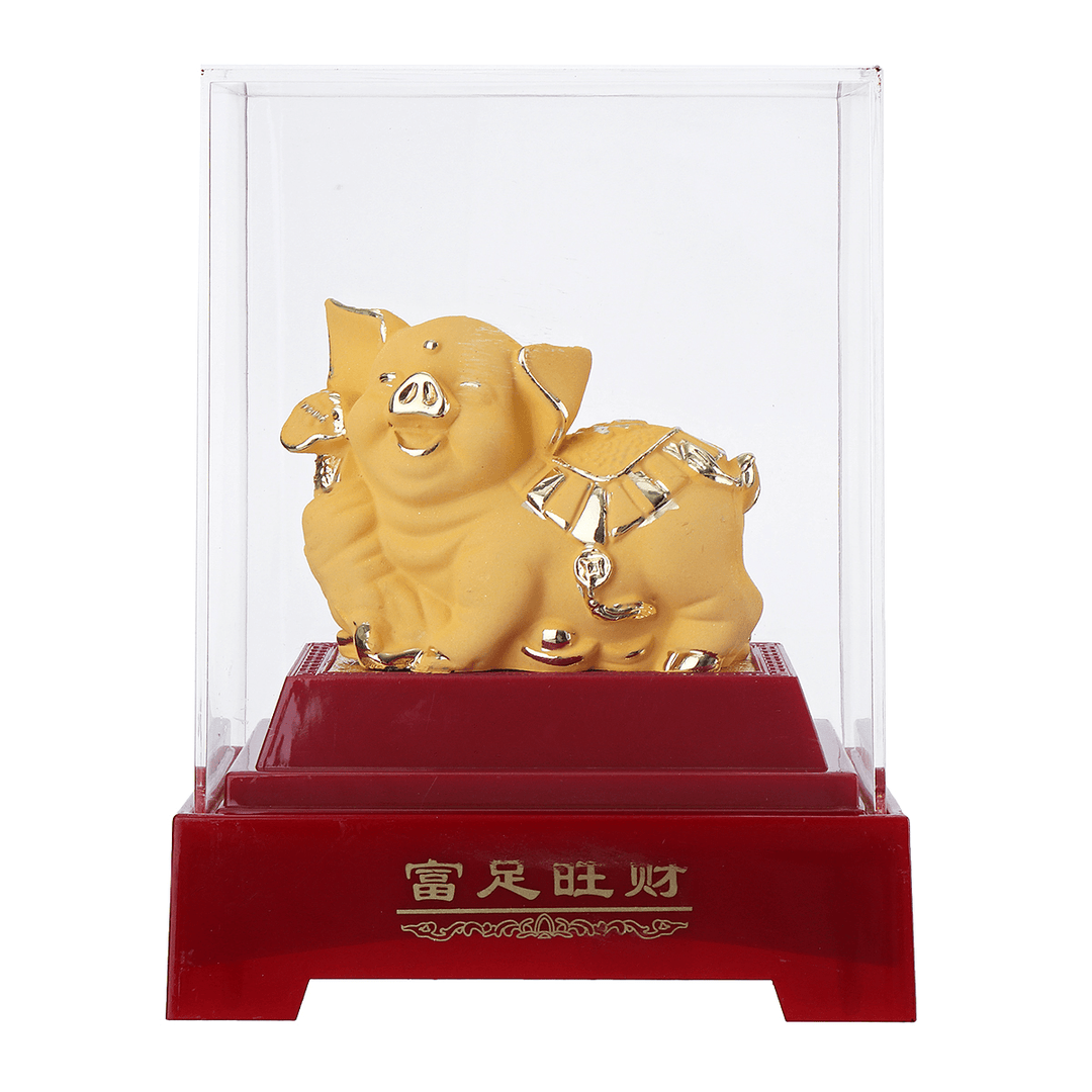 2019 Chinese Zodiac Gold Pig Money Wealth Statue Office Home Decorations Ornament Gift - MRSLM