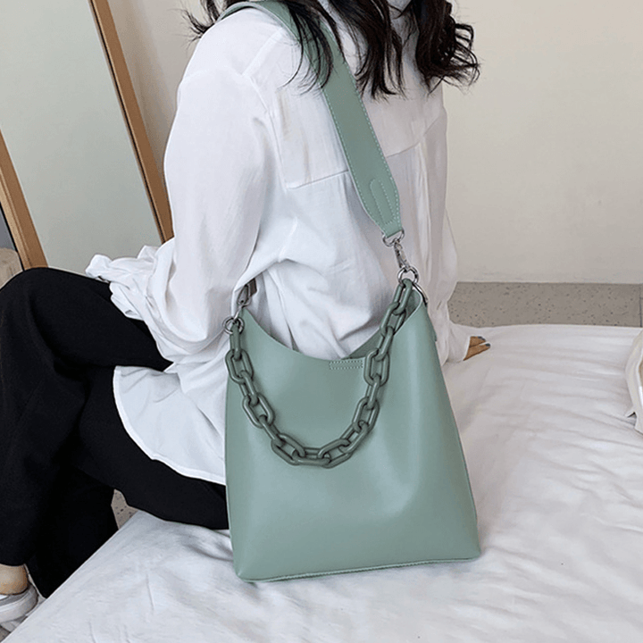 Women 2Pcs Casual Chain Bucket Bag Shoulder Bag - MRSLM