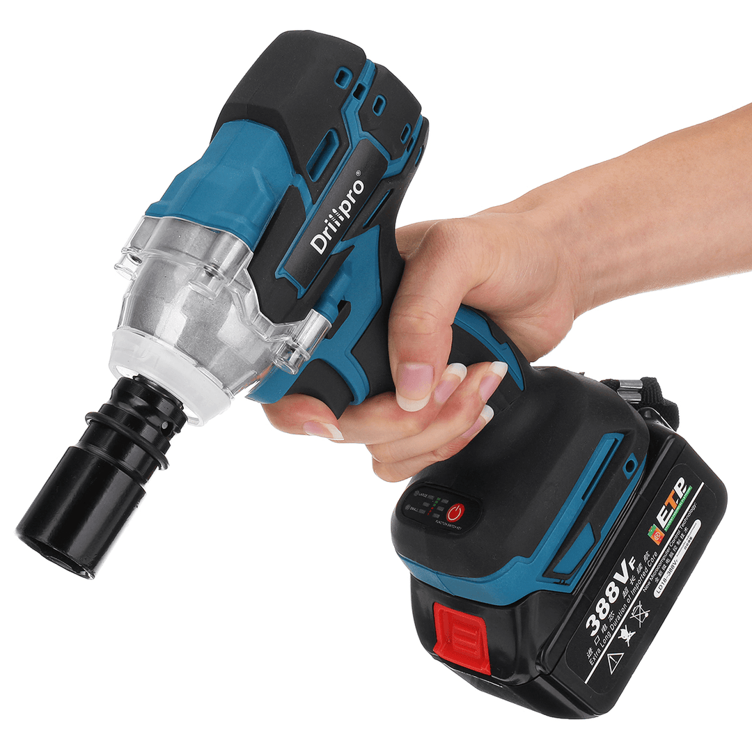 Drillpro 388VF 520N.M Brushless Electric Cordless Impact Wrench 1/2 Inch Drill Driver Power Tool for Home for Makita 18V Battery - MRSLM