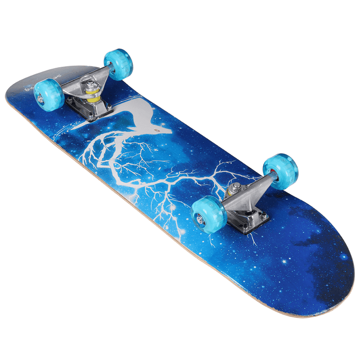 Children Skateboard Double Rocker Longboard High Elasticity Maple Wood Flashing Skate Board for Beginner Gift - MRSLM