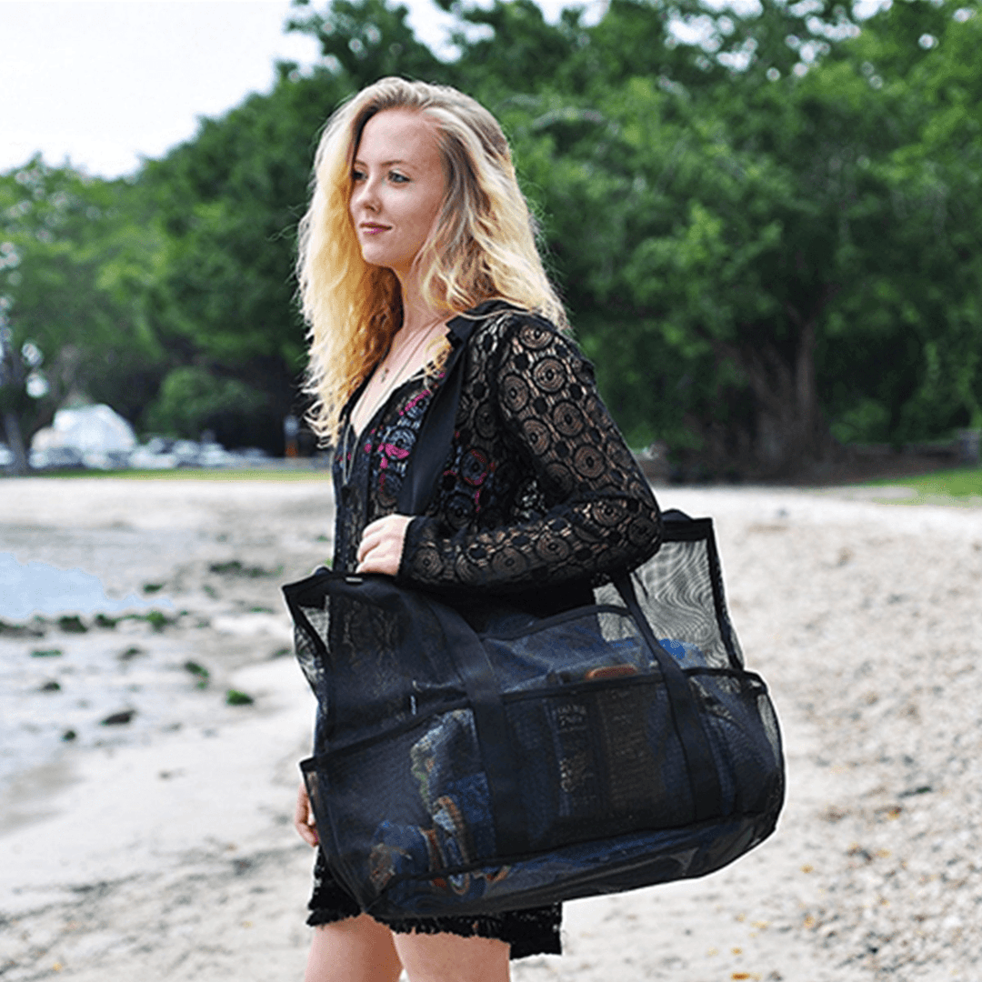 Outdoor Large Mesh Beach Bag Travel Shoulder Storage Bag Handbag Tote - MRSLM