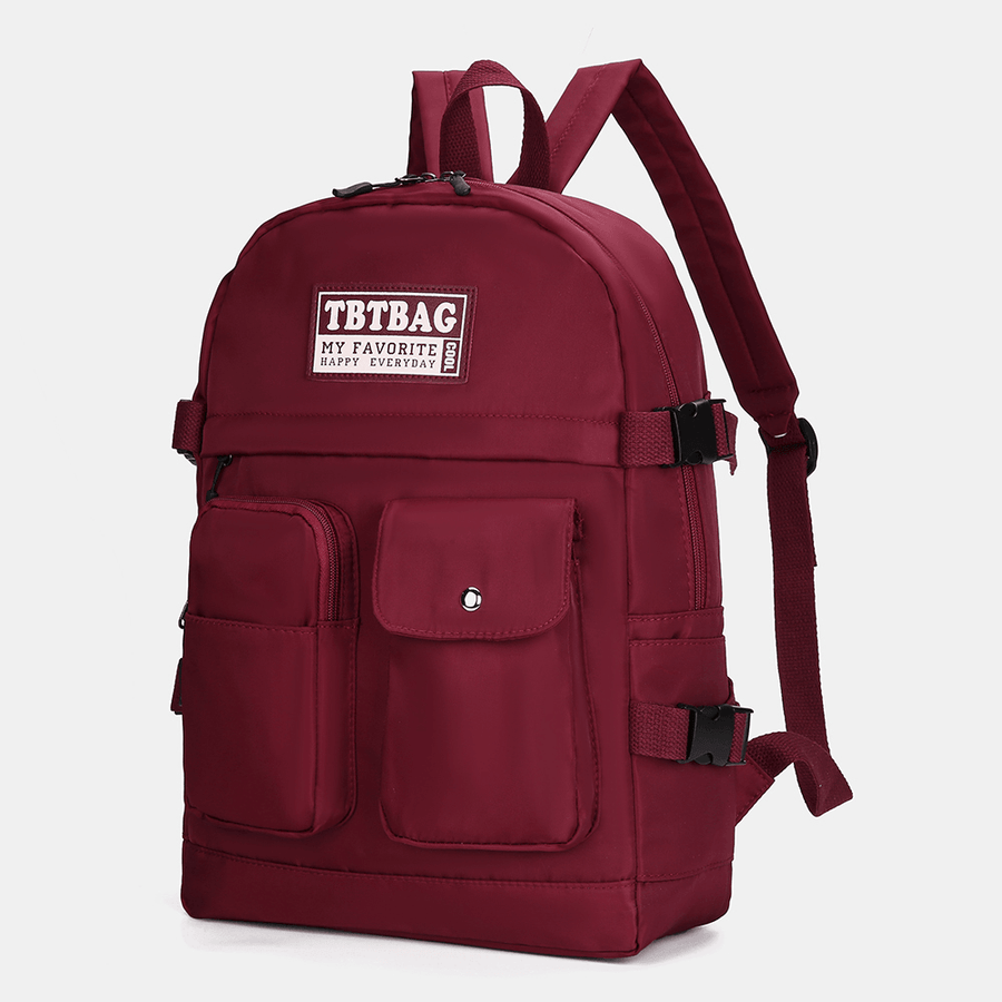 Women Nylon Multi-Pocket Casual Backpack School Bag - MRSLM