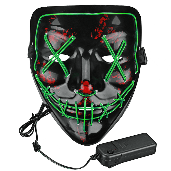 Halloween 4-Modes LED Light El Wire Mask up Funny Mask the Purge Election Year Great Cosplay Mask - MRSLM