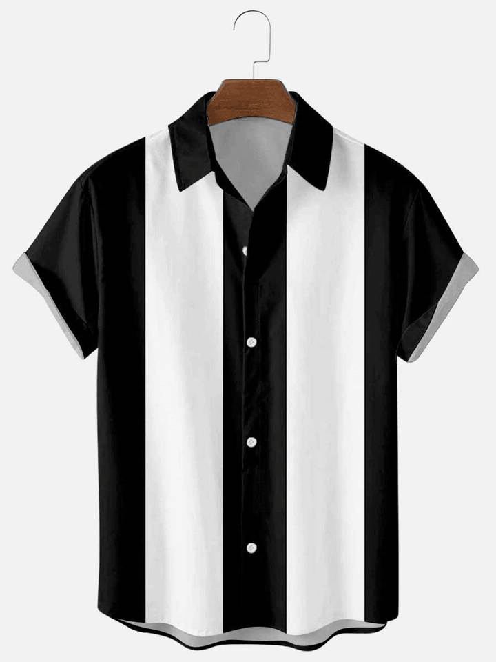 Summer Short-Sleeved Shirt, Striped 3D Digital Printing, Men'S Top Shirt - MRSLM