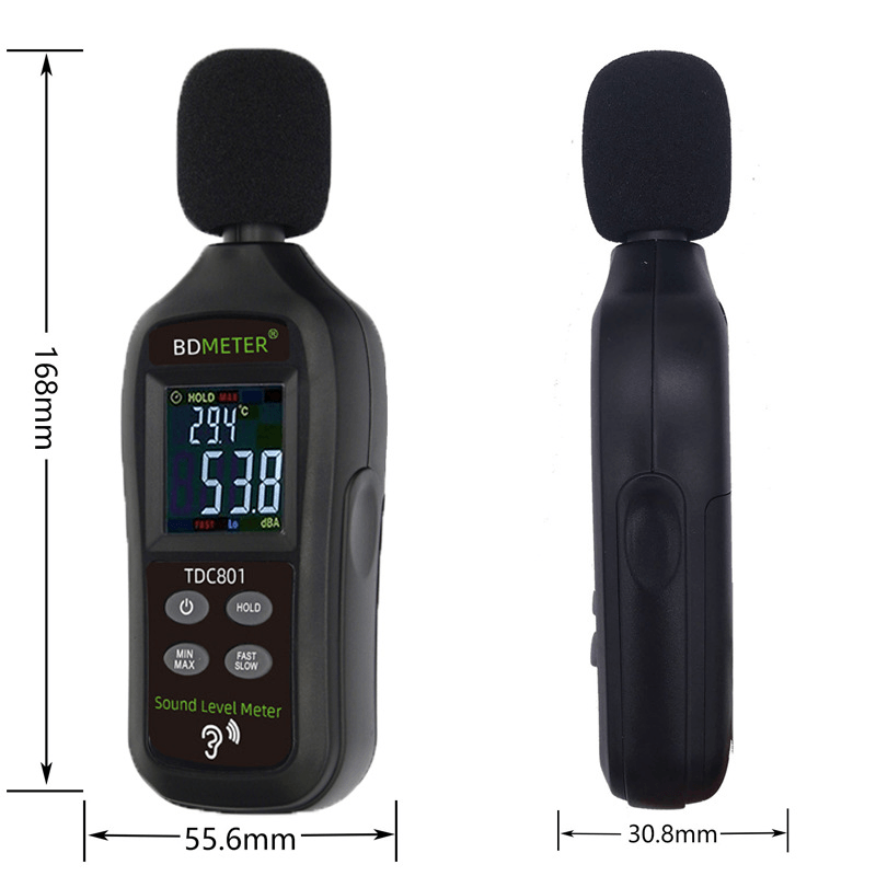 BDMETER TDC801 Handheld Digital Noise Meter 35~135Db Sound Level Decibel Meter Mini Sound Tester Volume Test - MRSLM