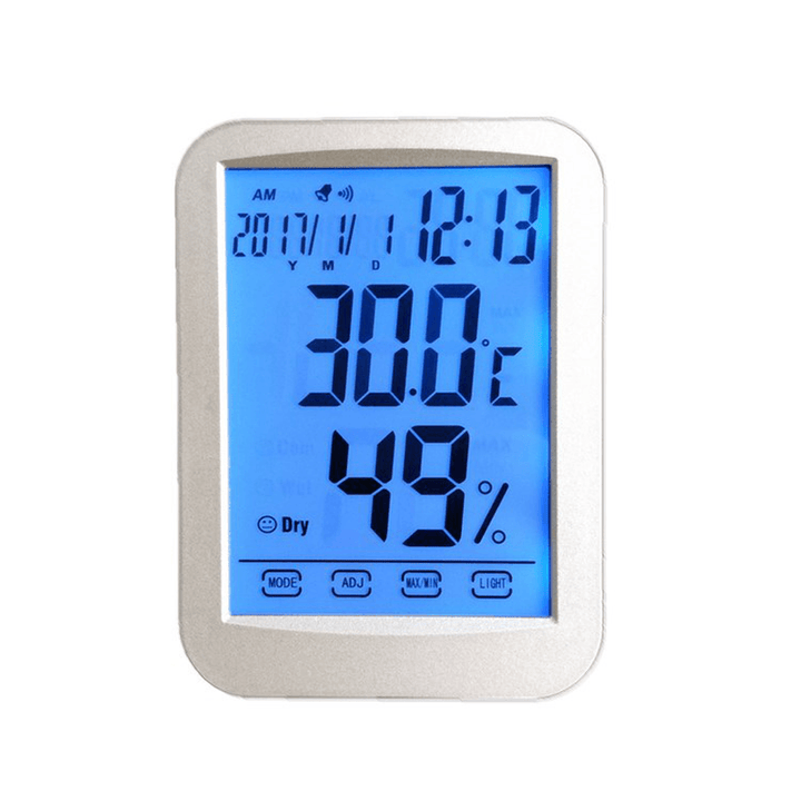 Clock Temperature Hygrometer/Luminous Household Thermometer Touch Screen Digital Display Temperature and Humidity Meter Hygrometer - MRSLM
