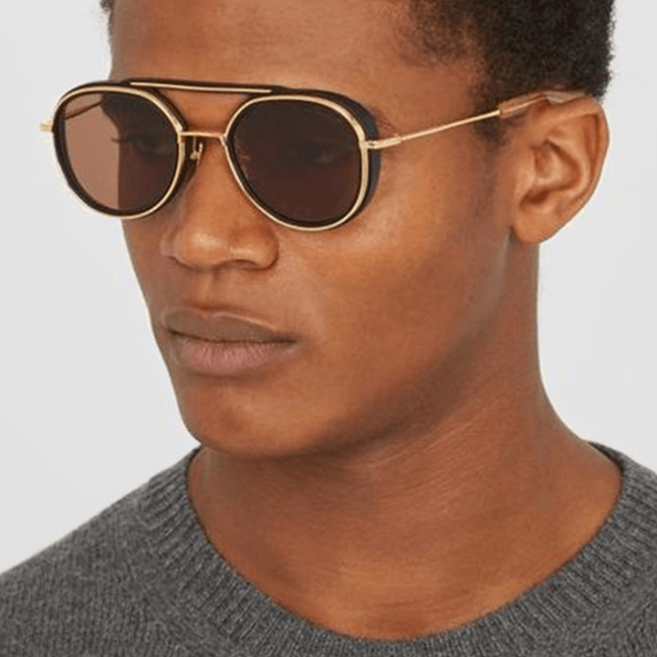 Men Oval Full Thick Frame UV Protection Fashion Vintage Sunglasses - MRSLM