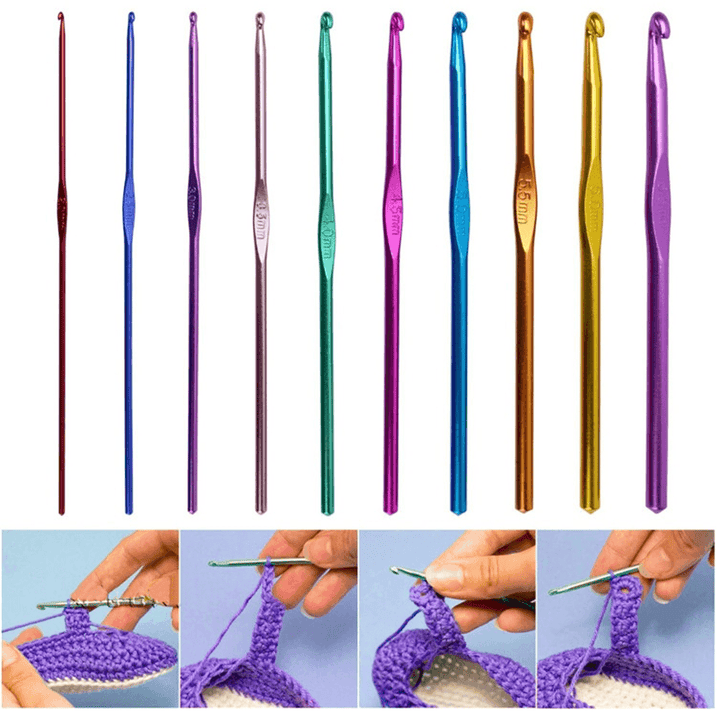 90Pcs Crochet Hook Kit Yarn Knitting Needles Sewing Tool Ergonomic Grip Bag Set - MRSLM