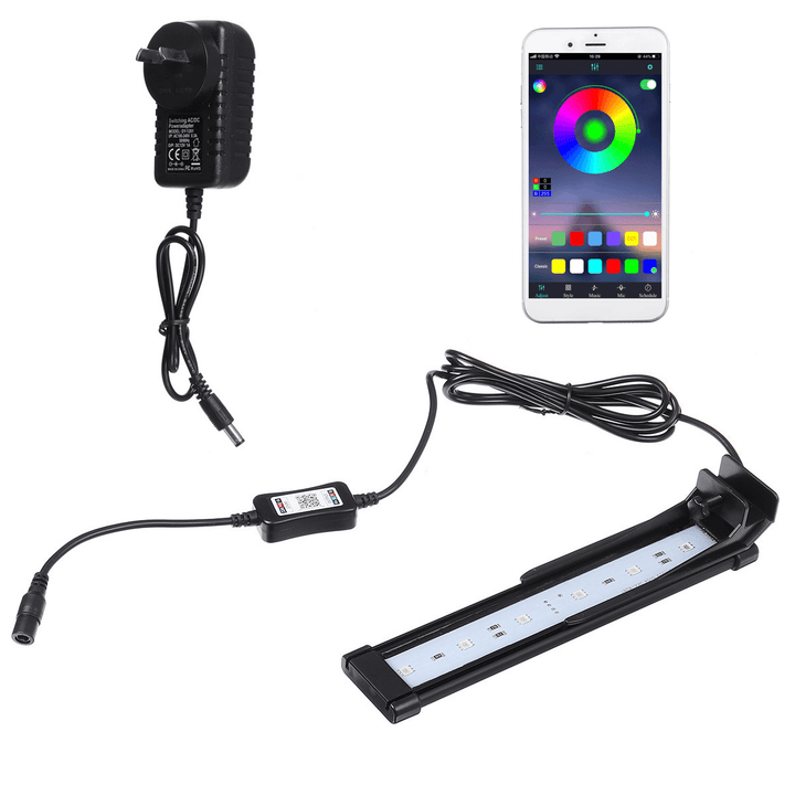 22CM Bluetooth APP Controlled Aquarium Cover Lighting Color Change Dimmable LED Light Bar Suitable for Aquarium/Fish Tank - MRSLM