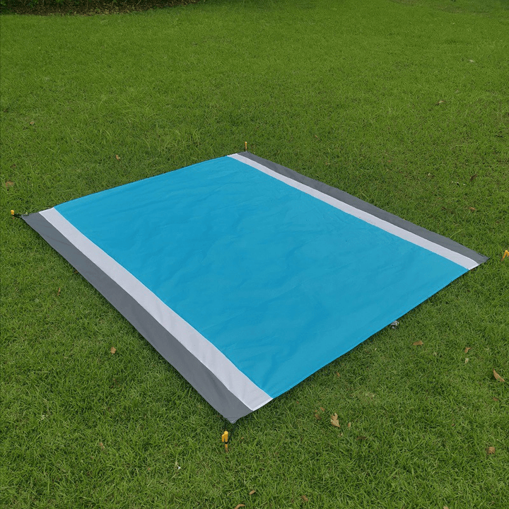 200X210Cm Beach Blanket Sand Proof Waterproof 1-6 Persons Folding Picnic Mat for Camping Travel with Ground Nail Carabiner - MRSLM