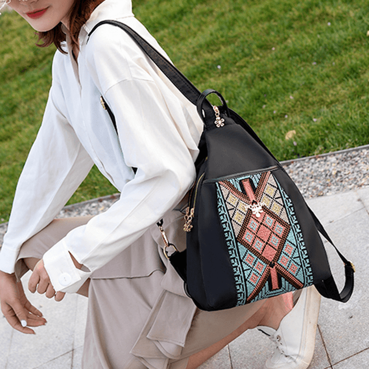 Women Fashion Elephant Pattern Embroidery Cute Chest Bag Backpack - MRSLM