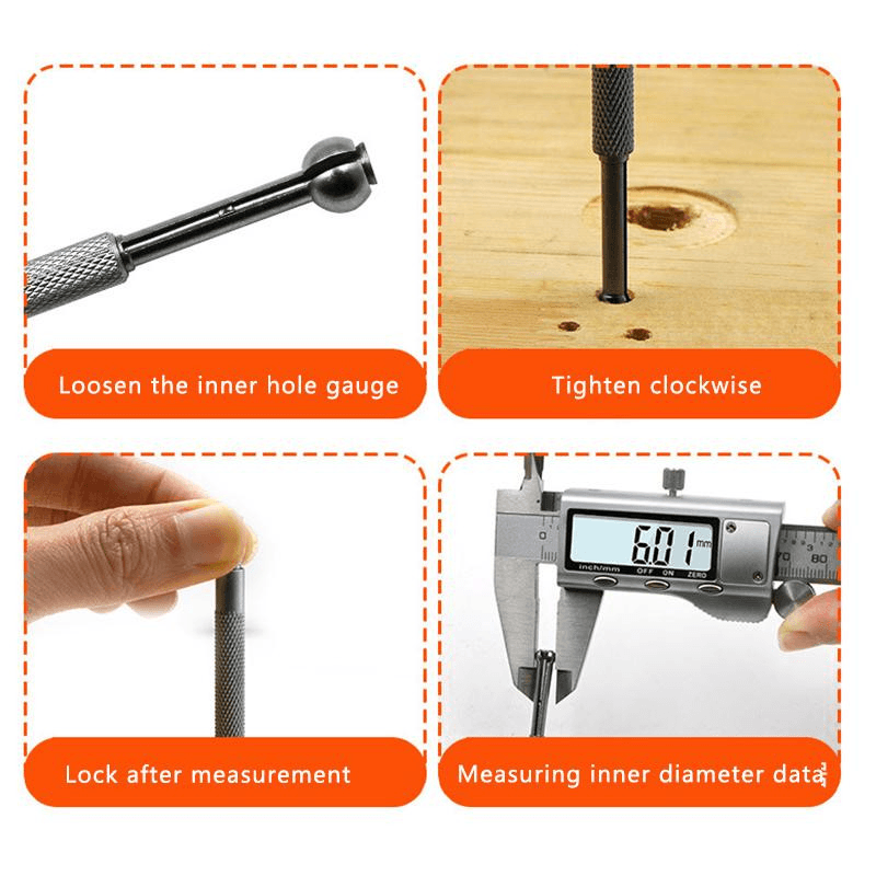 ETOPOO 6Pcs/Set Telescopic Gauge 8-150Mm Adjustable Inner Diameter Gauge 4Pcs/Set 3-13Mm Ball Joint Telescopic Gauge Carbon Steel Micrometer Measuring Tool - MRSLM