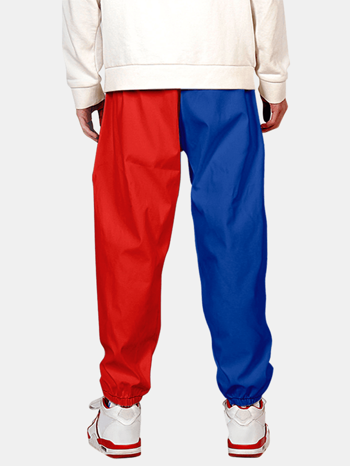 Mens Contrast Color Relaxed Fit Drawstring Cuffed Jogger Pants - MRSLM