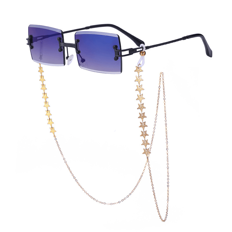 Women'S Rimless Diamond Cut Chain Sunglasses - MRSLM