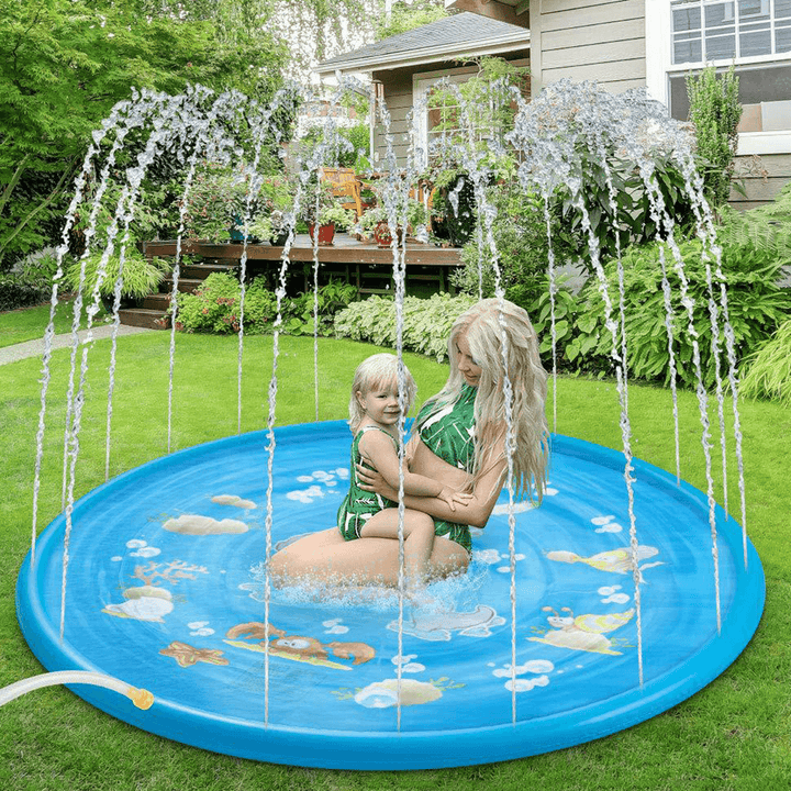 100CM Outdoor Inflatable Water Splash Play Pool Playing Sprinkler Mat Yard Family Funny Kids Toys - MRSLM