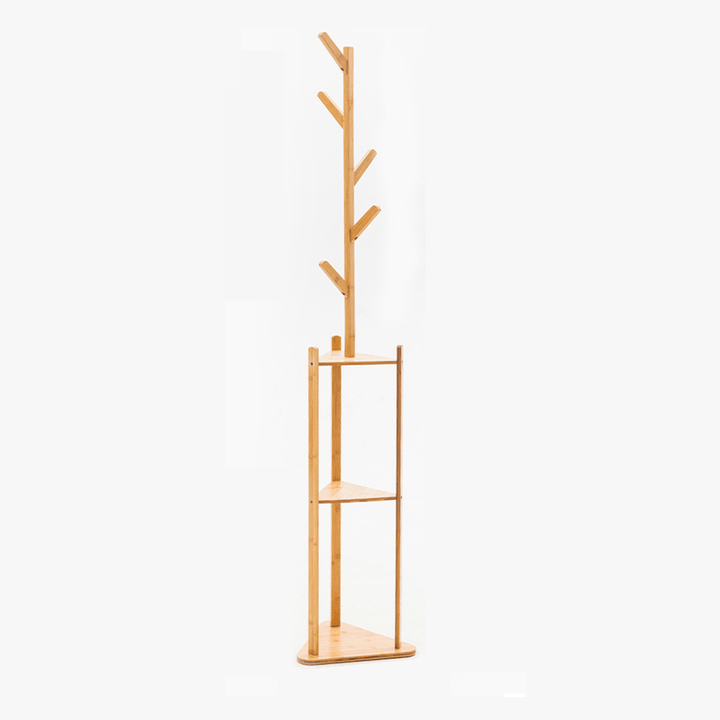 Wooden Garment Coat Clothes Stand Rack Hat Shoe Hanger Holder Shelf Organizer - MRSLM