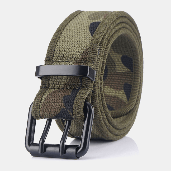 Men Canvas Camouflage Braided 110Cm Pin Buckle Wear-Resistant Outdoor Training Tactical Belts - MRSLM