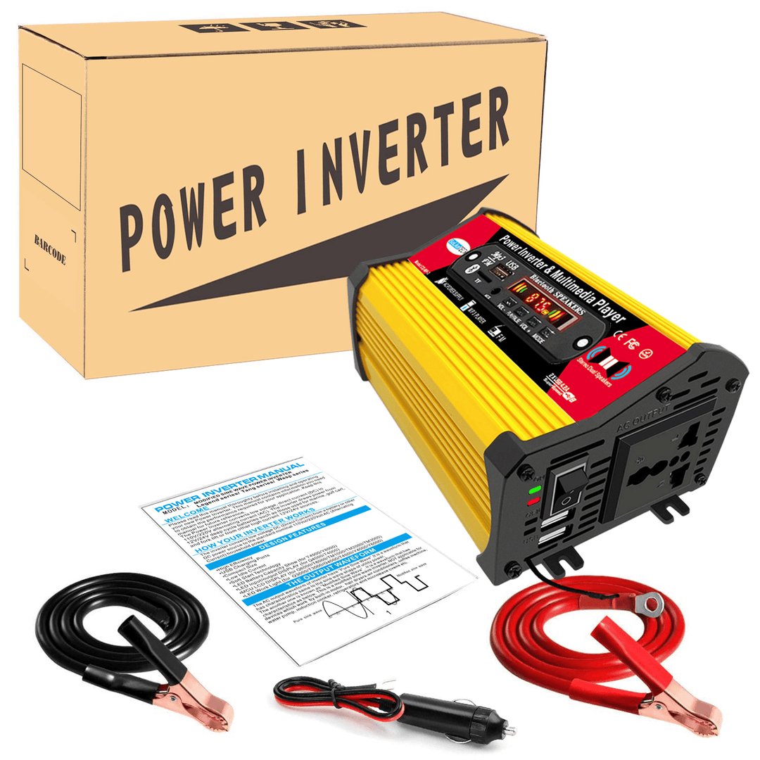 300W Car Power Inverter with Multimedia Player DC 12V to AC 220V Car Converter W/ MP3 with 2.4A 2-Port USB & AC Outlets - MRSLM