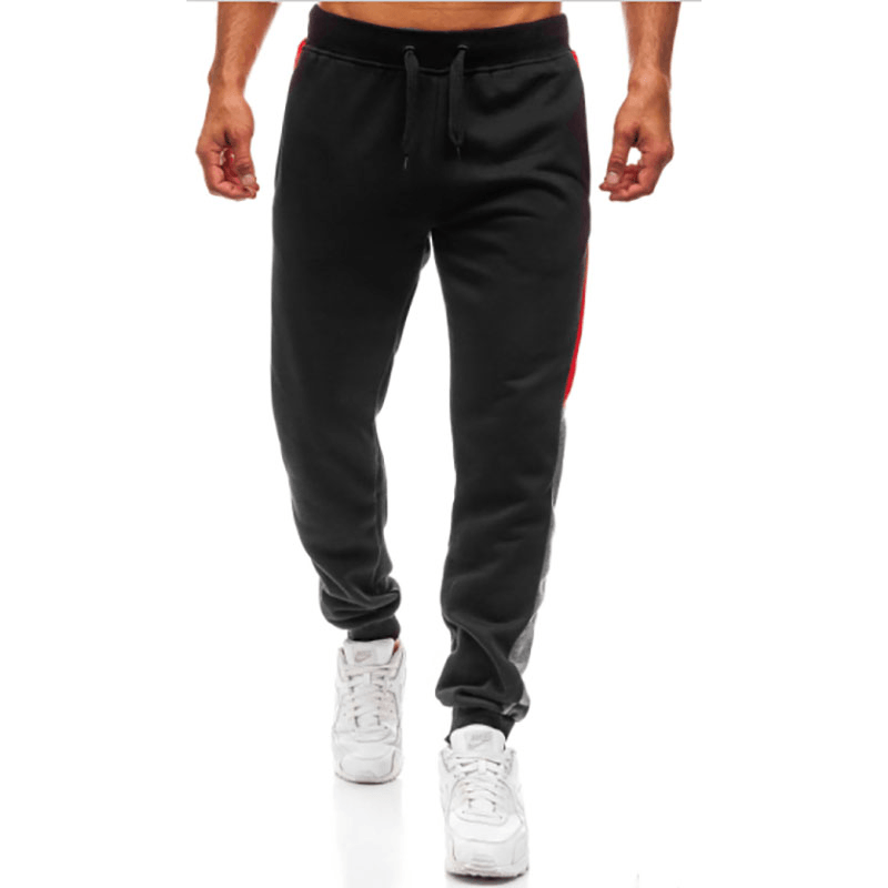 Mens Sport Hip-Hop Breathable Drawstring Stitching Pants - MRSLM