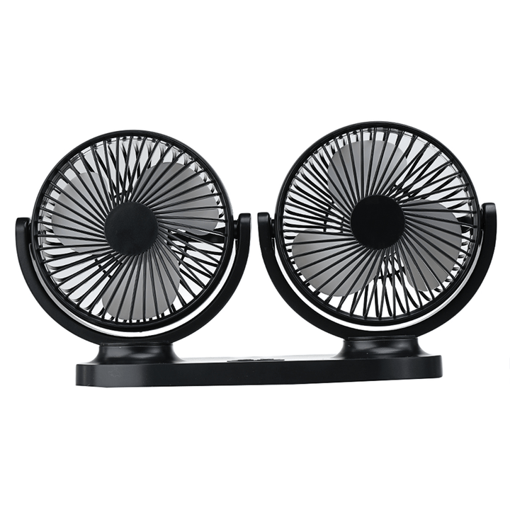 24V Mini Dual-Head Fan Car Van Home Silent Cooler Cooling Fan USB Rechargeable Outdoor Camping Travel - MRSLM