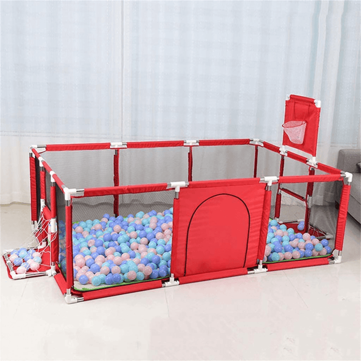 190X129Cm 3 in 1 Baby Playpen Interactive Safety Gate Children Play Yards Tent Basketball Court - MRSLM