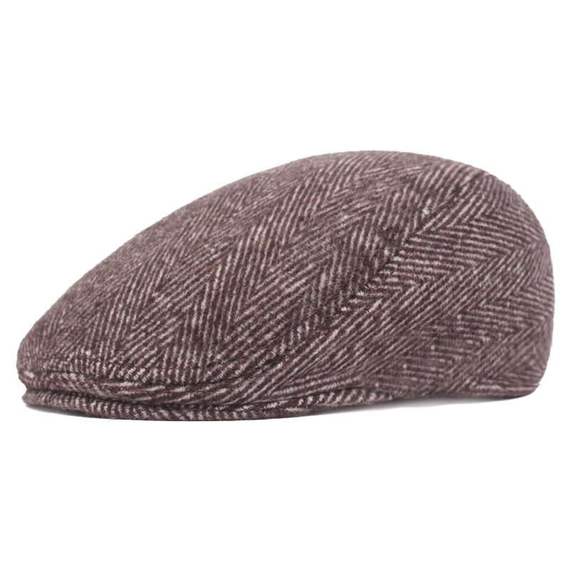 Herringbone Beret, Simple Cap for Men and Women, Autumn and Winter Hat, Old Man Hat - MRSLM