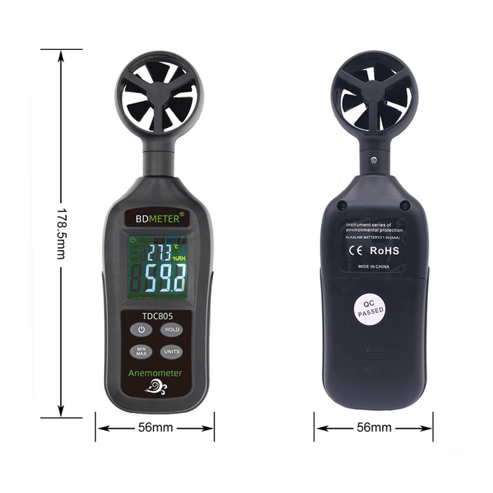 BDMETER TDC805 Handheld Digital Anemometer High-Precision Digital Wind Speed Tester Temperature Meter - MRSLM