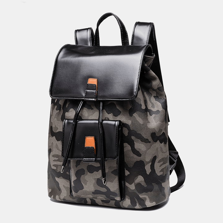 Men Large Capacity Faux Leather Backpack - MRSLM