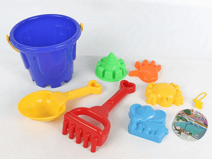 Large Beach Bucket 7-Piece Set with Tools, Shovel, Rake, Hot-Selling Beach Play Toys in Summer - MRSLM