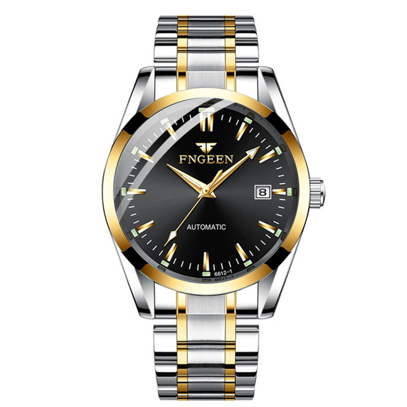 FNGENN Fashion Men Business Style Full Steel Watch Luminous Display Automatic Mechanical Watch - MRSLM