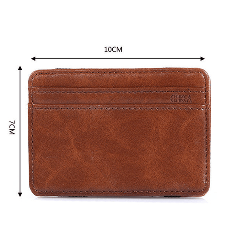 PU Money Card Clip Magic Wallet Casual Clutch Bus Card Bag - MRSLM