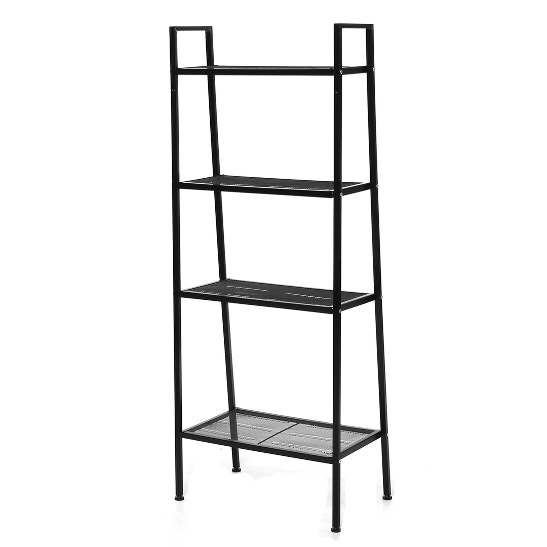 4 Tiers Wall Leaning Ladder Shelf Bookcase Bookshelf Storage Rack Shelves Storage Stand Unit Organizer for Office Home Bedroom Living Room - MRSLM