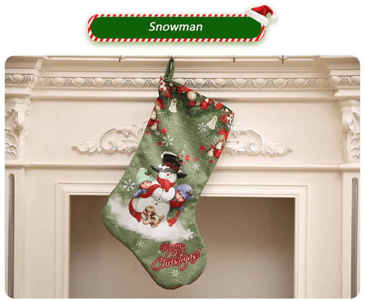 Christmas Socks Gift Bag Christmas Decorations Large Printed Christmas Socks Gifts Candy Socks Hanging Ornaments - MRSLM