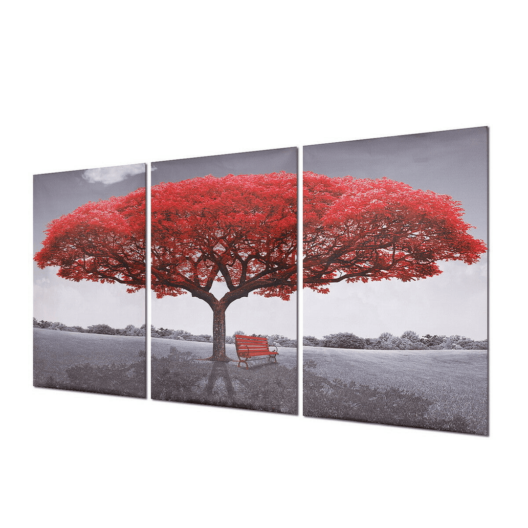 3Pcs Large Red Tree Canvas Print Art Paintings Picture Modern Home Decor - MRSLM