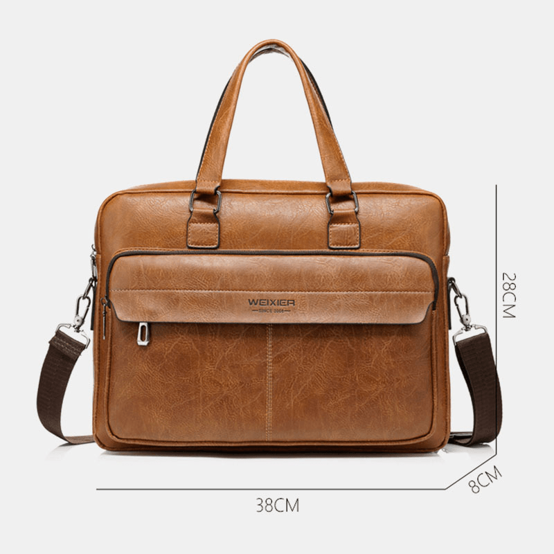 Men Large Capacity Vintage 13 Inch Computer Bag Messenger Bag Crossbody Bags Shoulder Bag Briefcase - MRSLM
