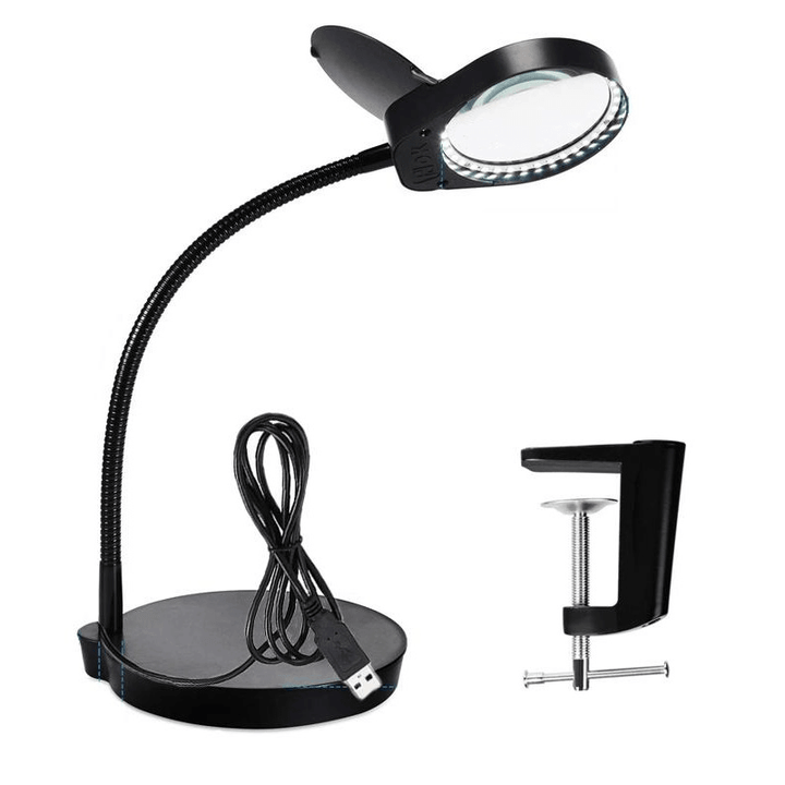 PD-4S Clamp Desktop 2 in 1 USB Magnifier Lamp with 38Pcs Led Lights 8X Magnifying Glass for PCB Inspection Reading and Handcrafts - MRSLM