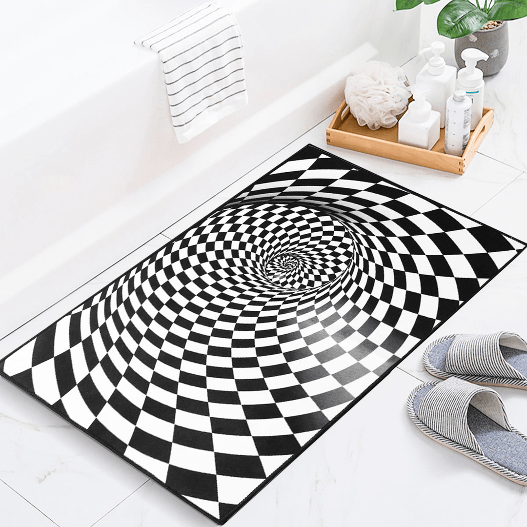 3D Room Non-Slip Swirl Optical Illusion Area Rug Carpet Door Mats Floor Pad for Home Bedroom Decoration - MRSLM