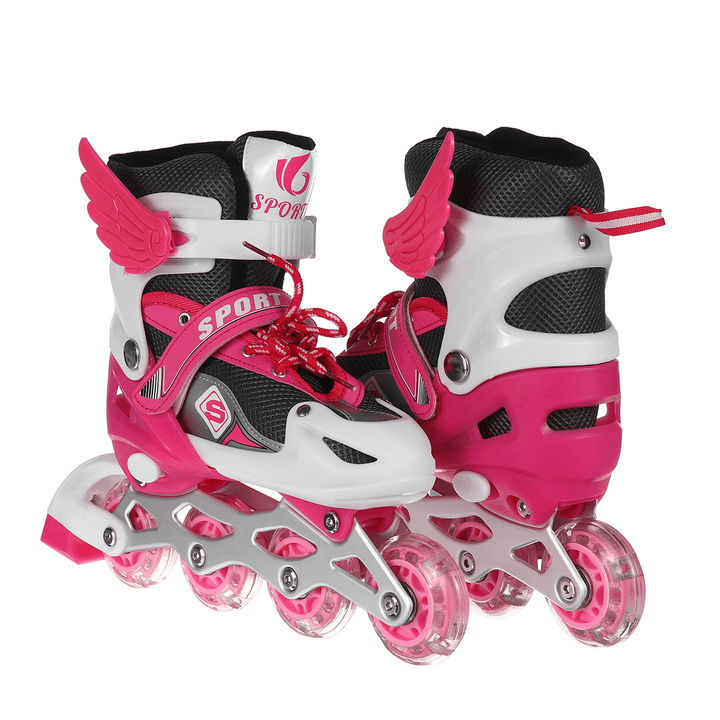 Kids Inline Skates Adjustable Illuminating Roller Skating Shoes Sliding Free Skating Sneakers - MRSLM