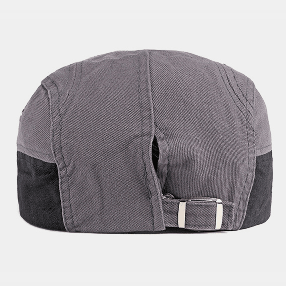 Men Cotton Patchwork Color British Style Outdoor Casual All-Match Sunvisor Forward Hat Beret Hat - MRSLM