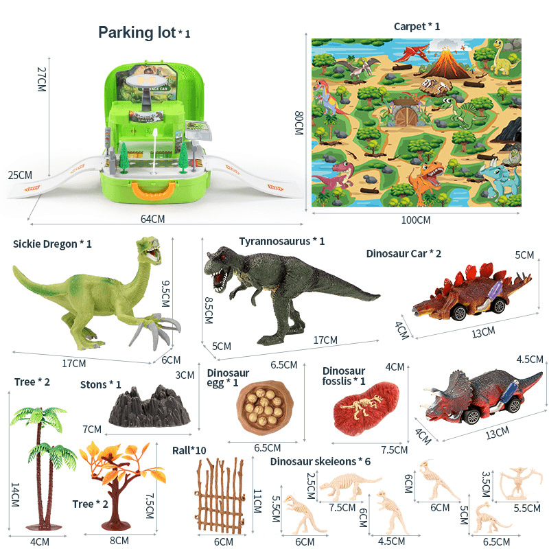 Assembled Dinosaur Car Simulation Tyrannosaurus Model with Map Scene Set - MRSLM