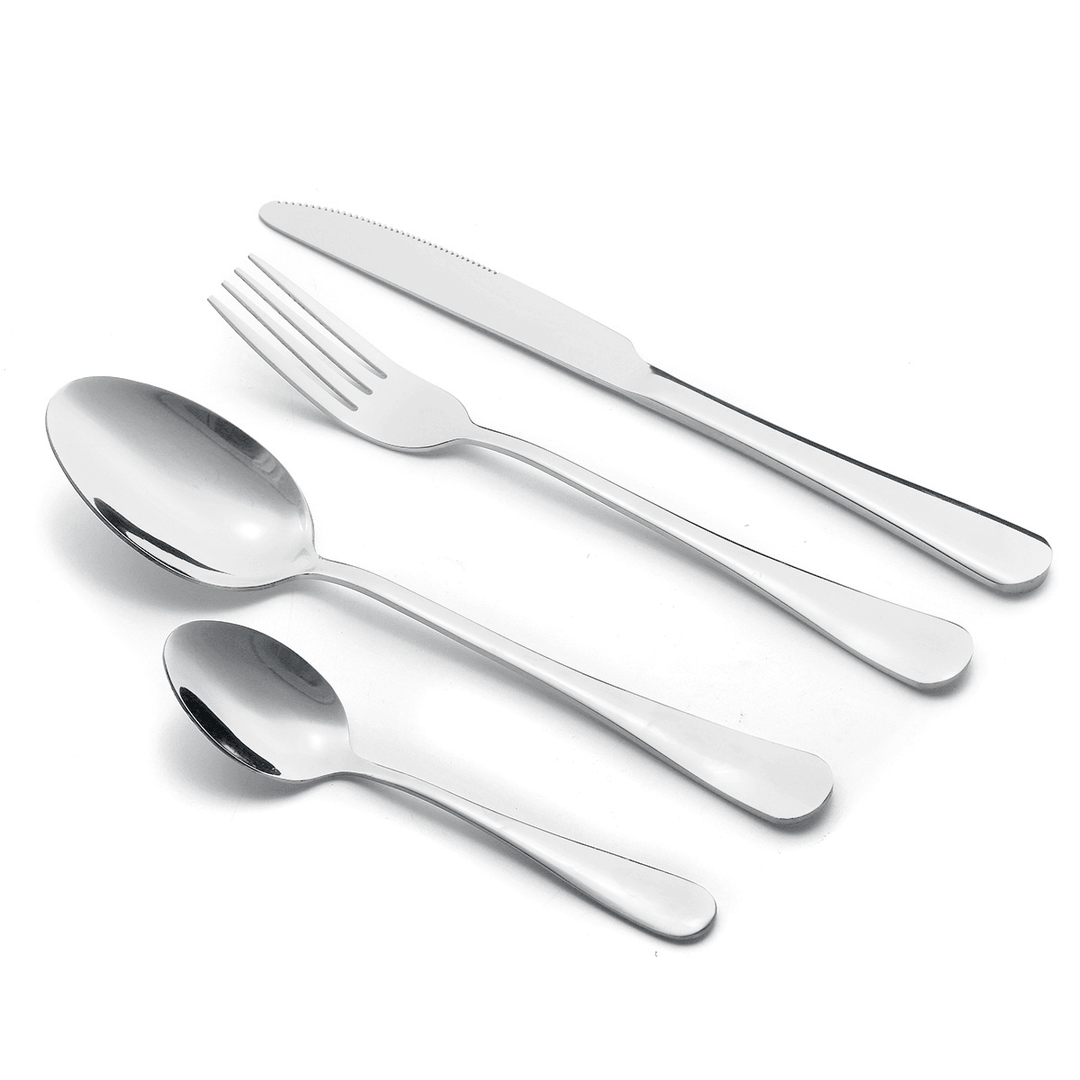 Silver Mirror Cutlery Sets 24Pcs Fork Spoon Knife Set 16Pcs Tableware Stainless - MRSLM