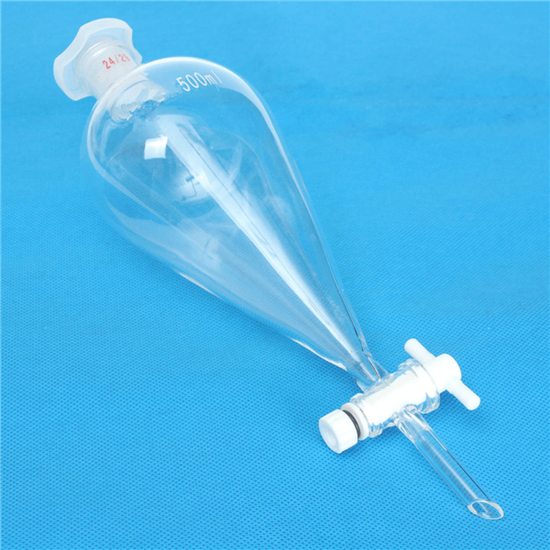 500Ml 24/29 Joint Lab Glass Pear Shape Separatory Funnel with PTFE Stopcock - MRSLM