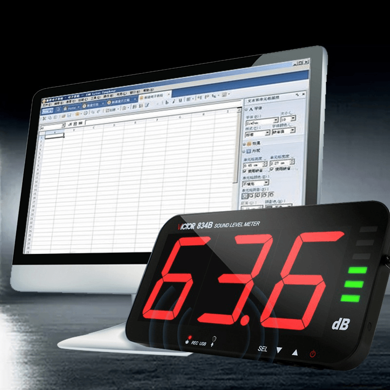 Victor VC834A 30-130Db High-Precision Wall-Mounted Decibel Meter Tester Industrial Noise Meter Sound Level Meter - MRSLM